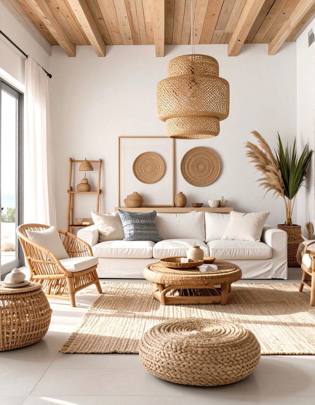 The Woven Accents Living Room - 30 modern coastal living room ideas