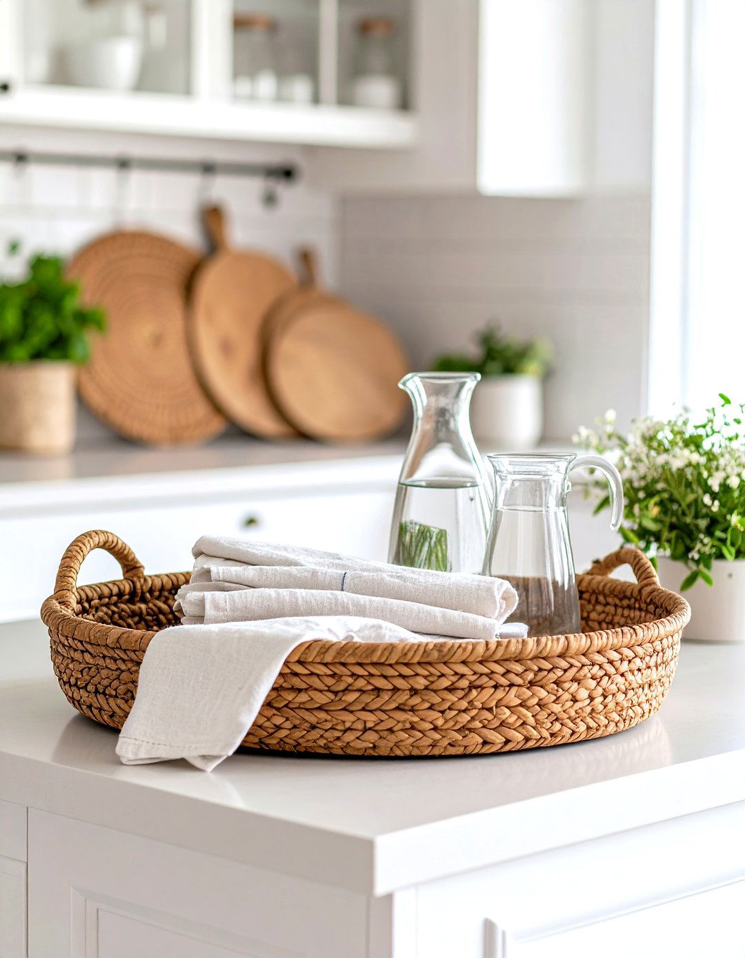 The Woven Basket Tray - 30 kitchen island centerpiece ideas