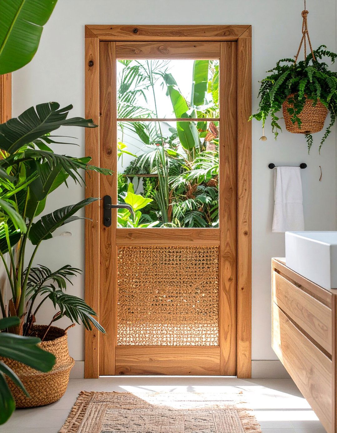 The Woven Cane Bathroom Door - 30 bathroom door ideas