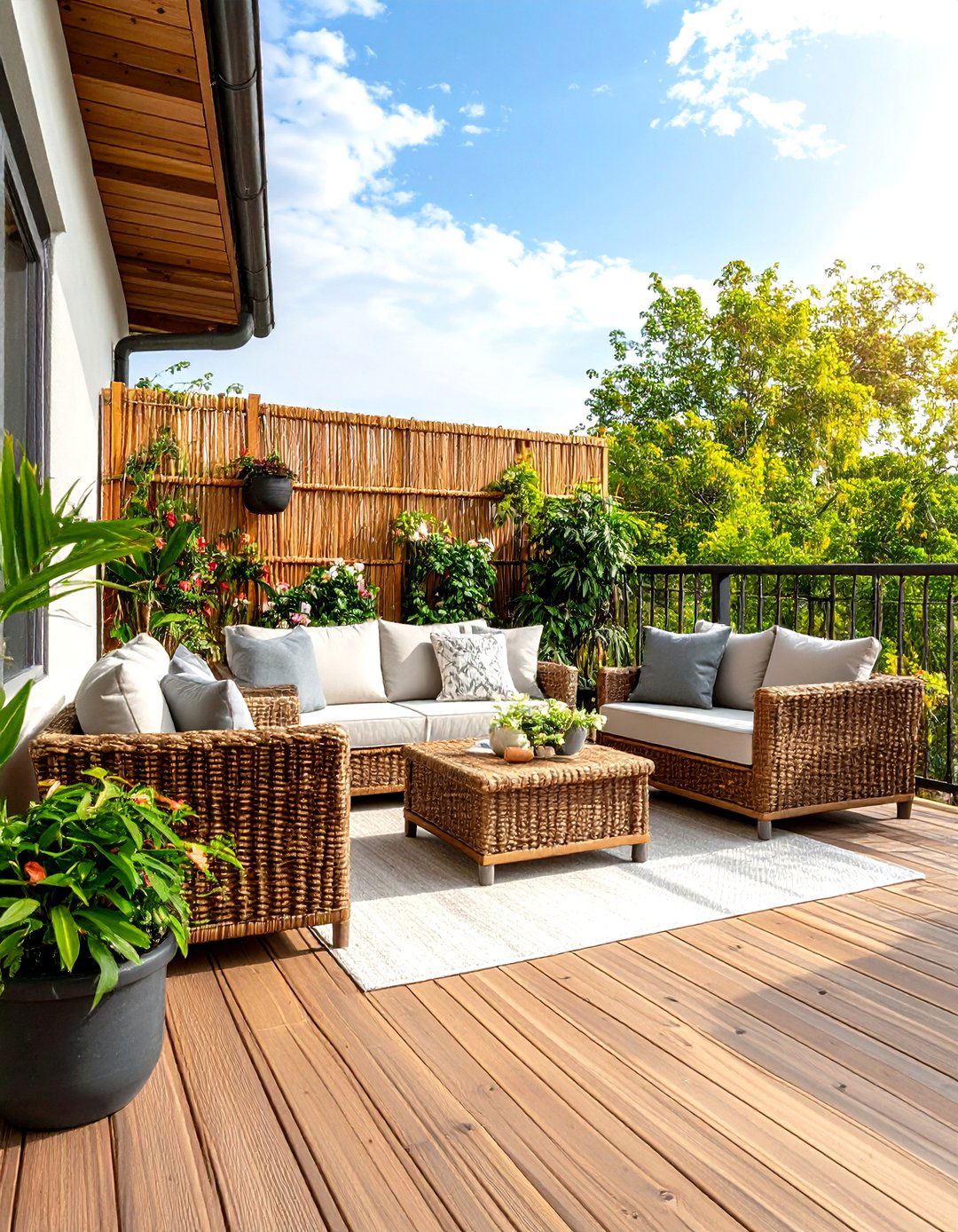The Woven Reed or Wicker Panels - 30 deck privacy screen ideas