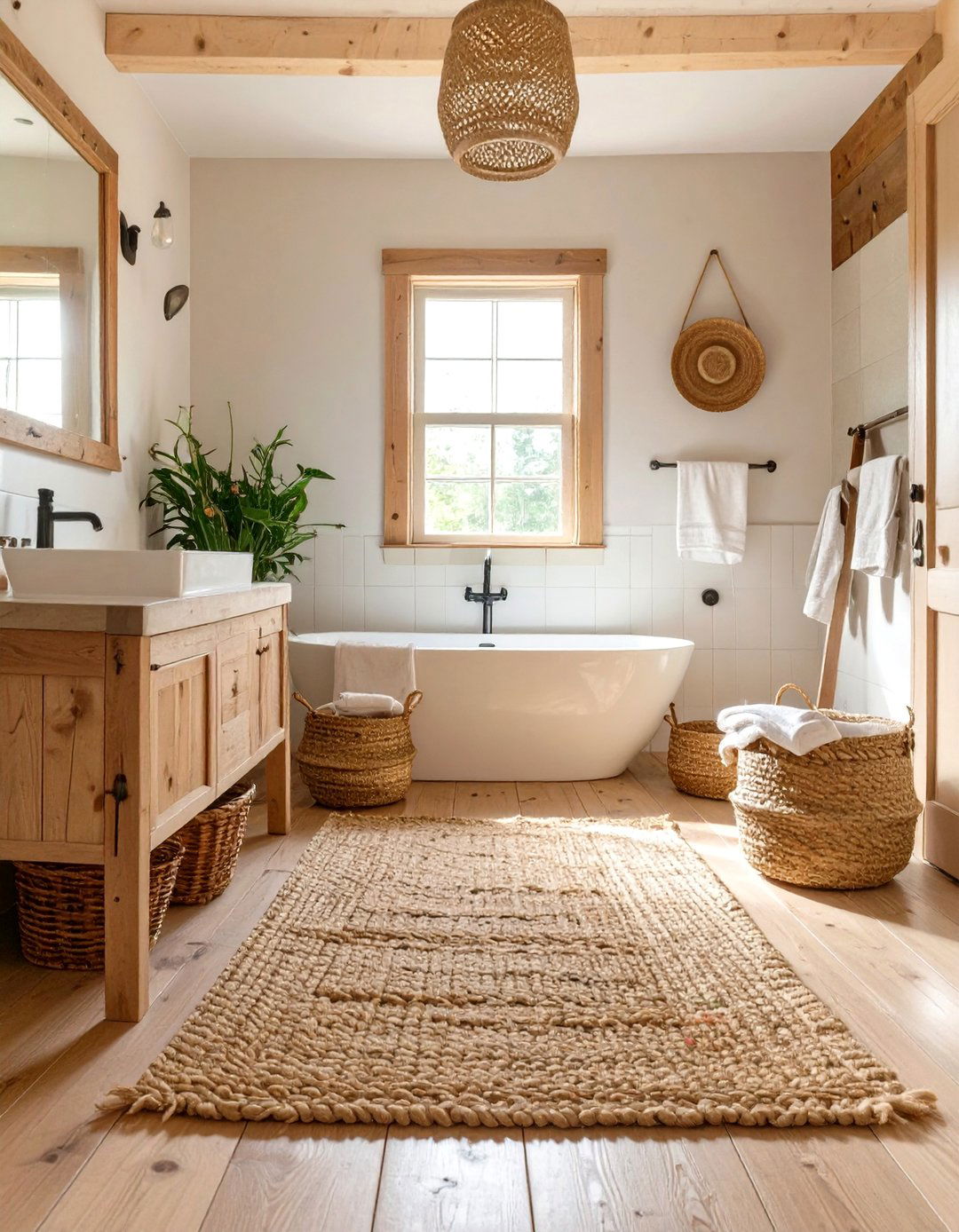 The Woven Textures Bathroom - 30 cabin bathroom ideas