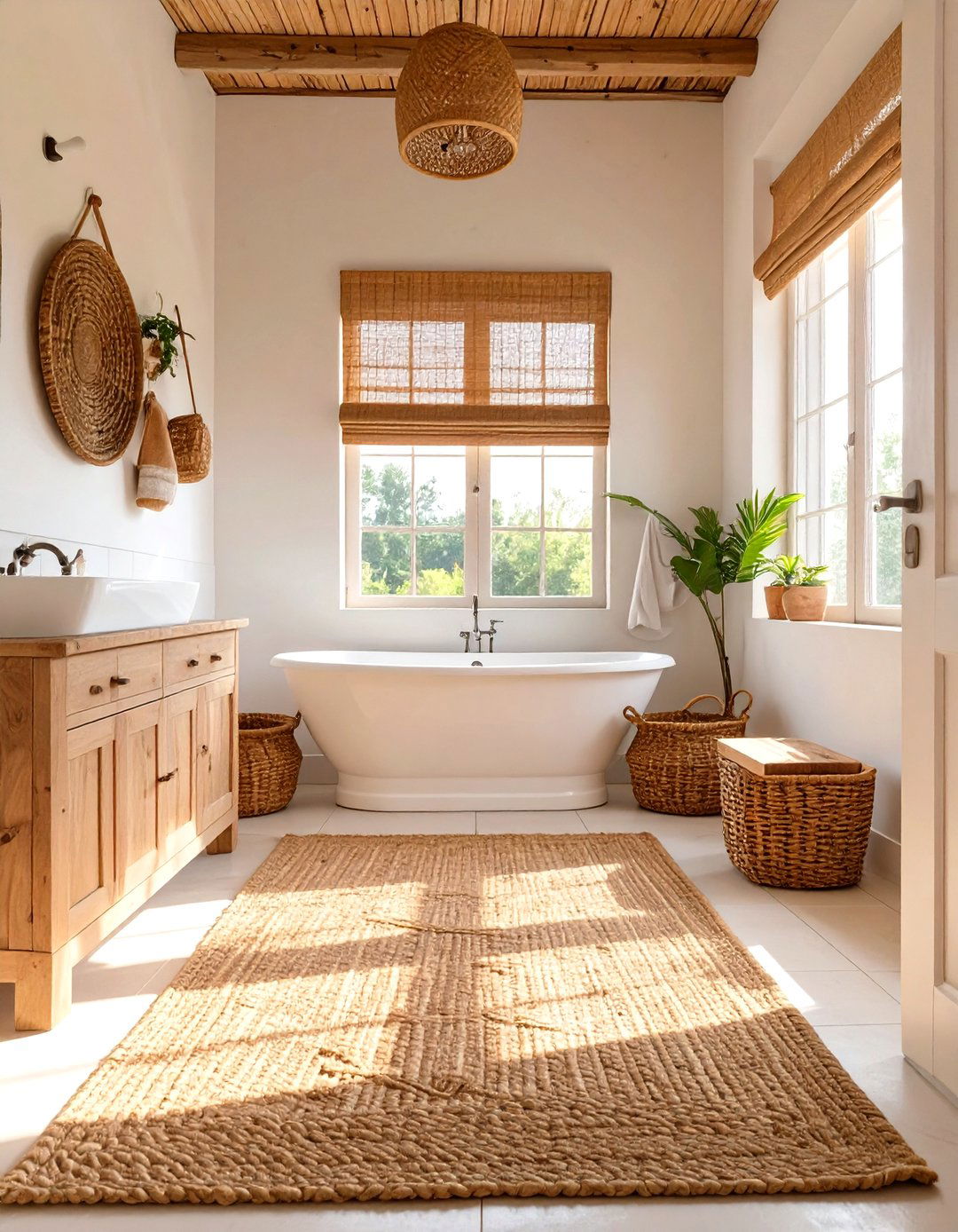 The Woven Textures Farmhouse Bathroom - 30 farmhouse bathroom decor ideas