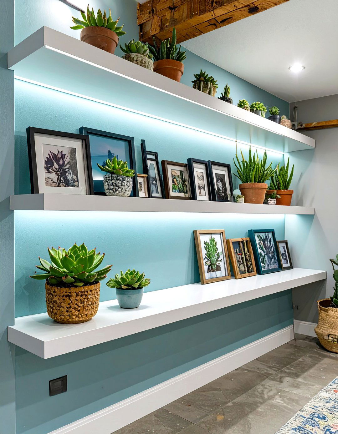 The Wraparound Ledge Shelf - 30 basement shelving ideas