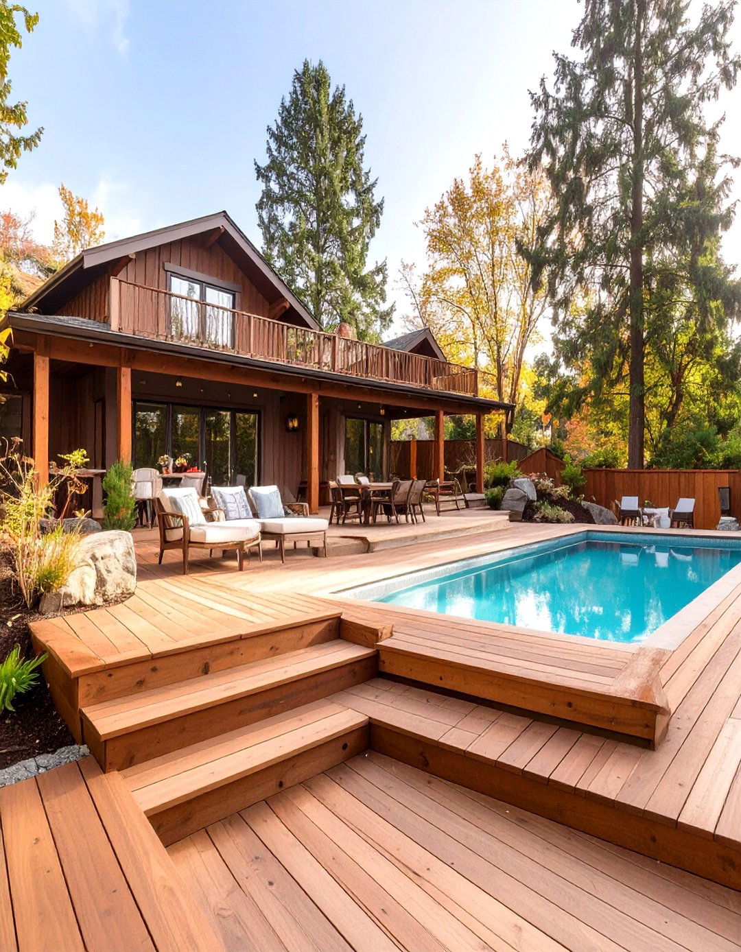 The Wraparound Porch Style Deck - 30 above ground pools with deck ideas