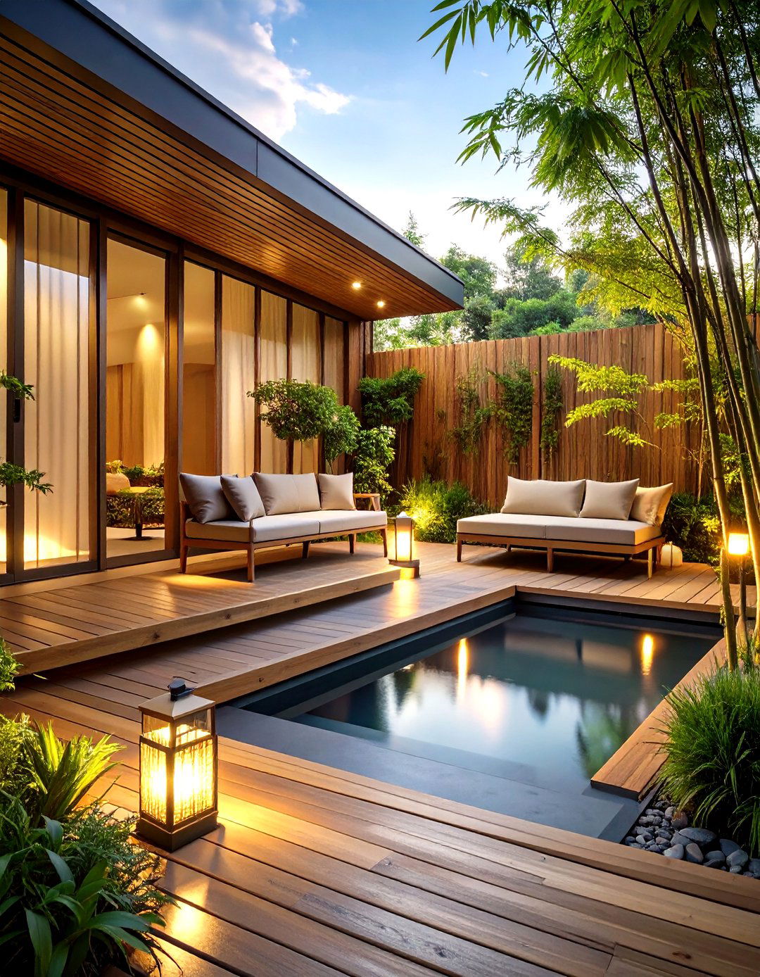 The Zen Garden Bamboo Sanctuary - 30 deck privacy screen ideas