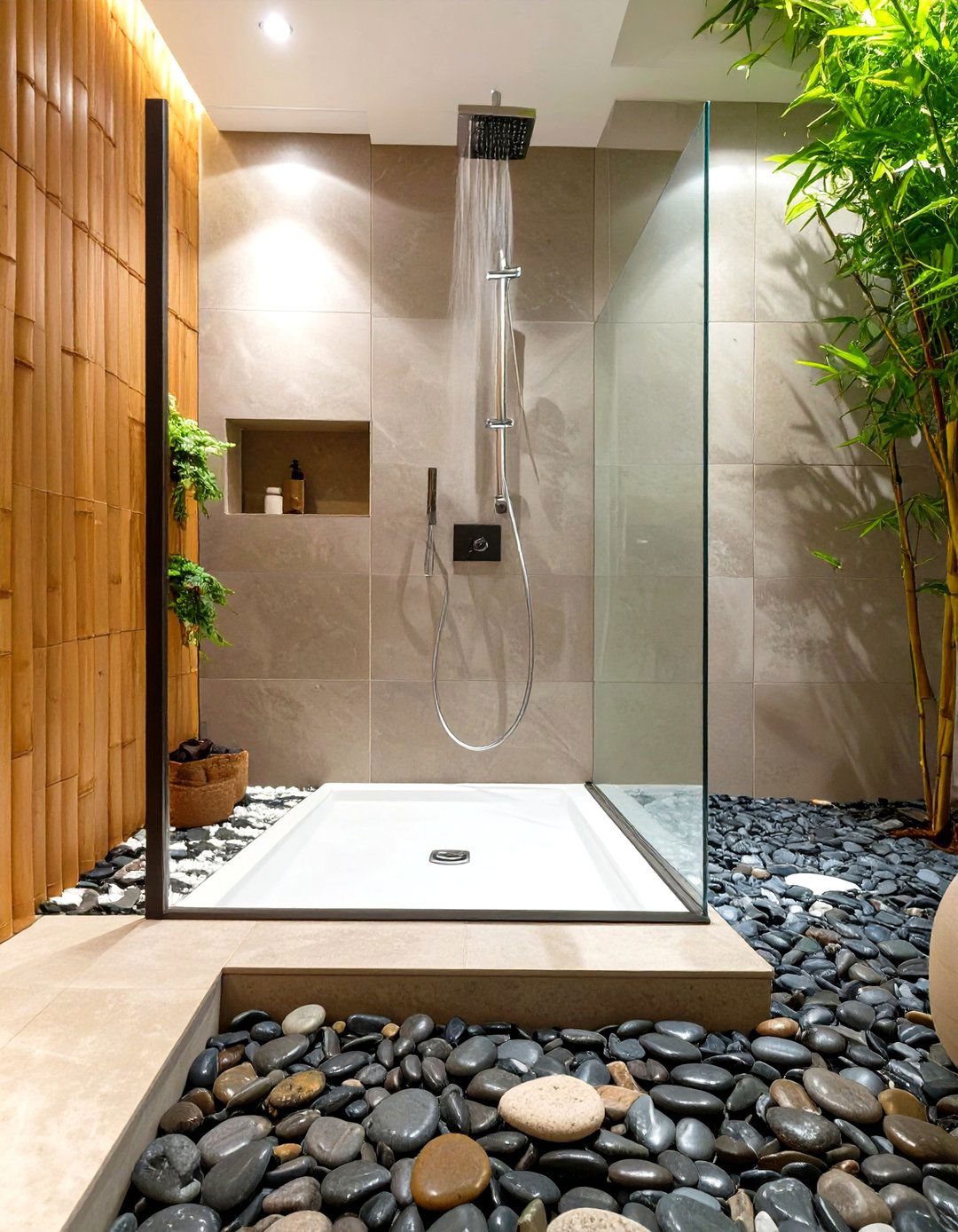 The Zen Garden Curbless Shower - 30 curbless shower ideas