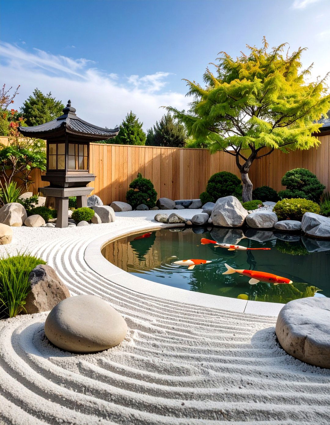 The Zen Garden Koi Pond - 30 backyard koi pond ideas