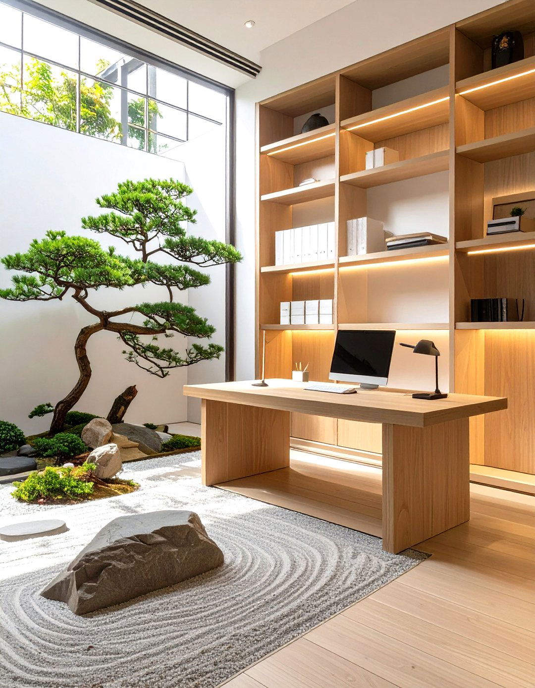 The Zen Garden Office - 30 masculine man office ideas