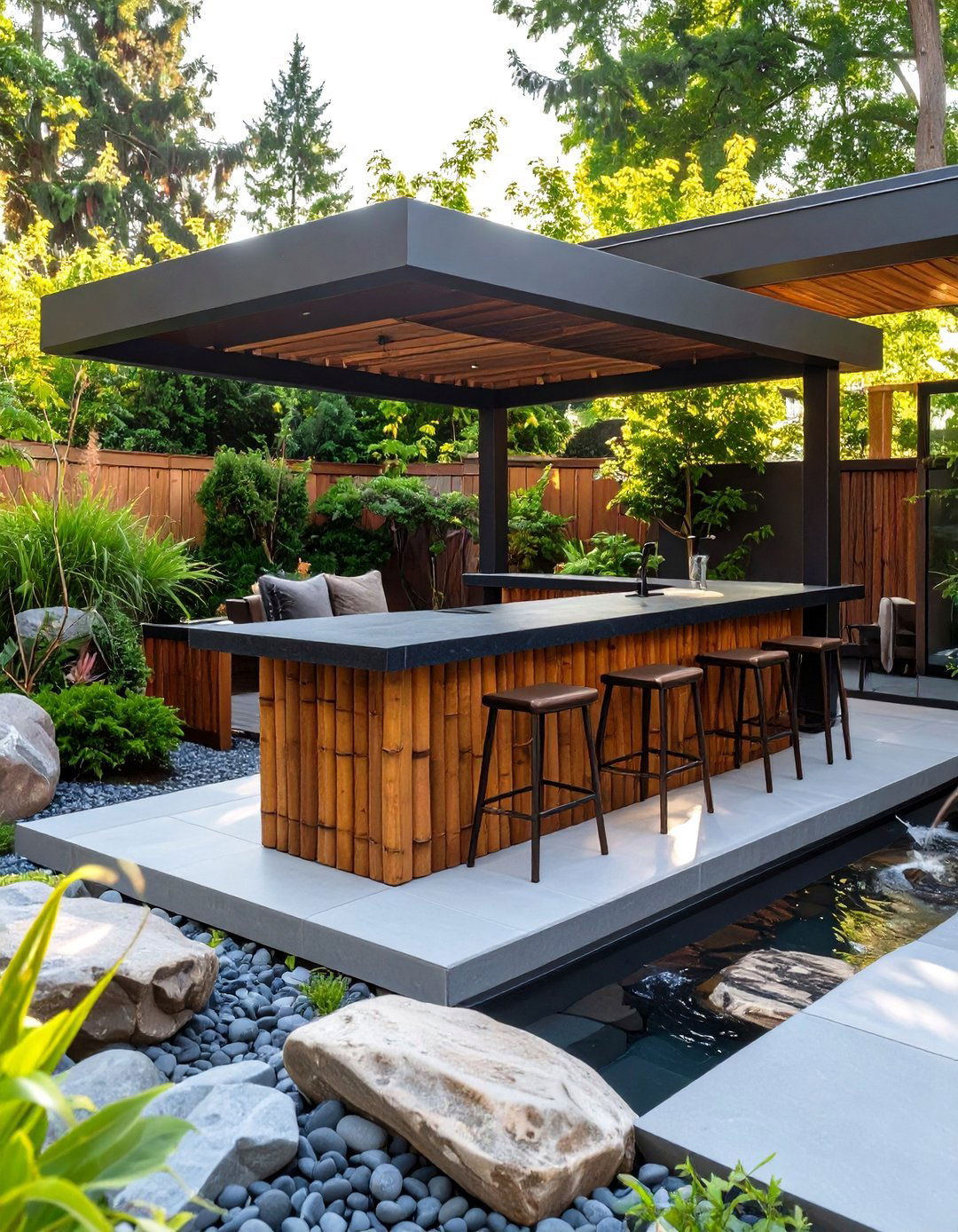 The Zen Garden Outdoor Bar - 30 modern outdoor bar ideas