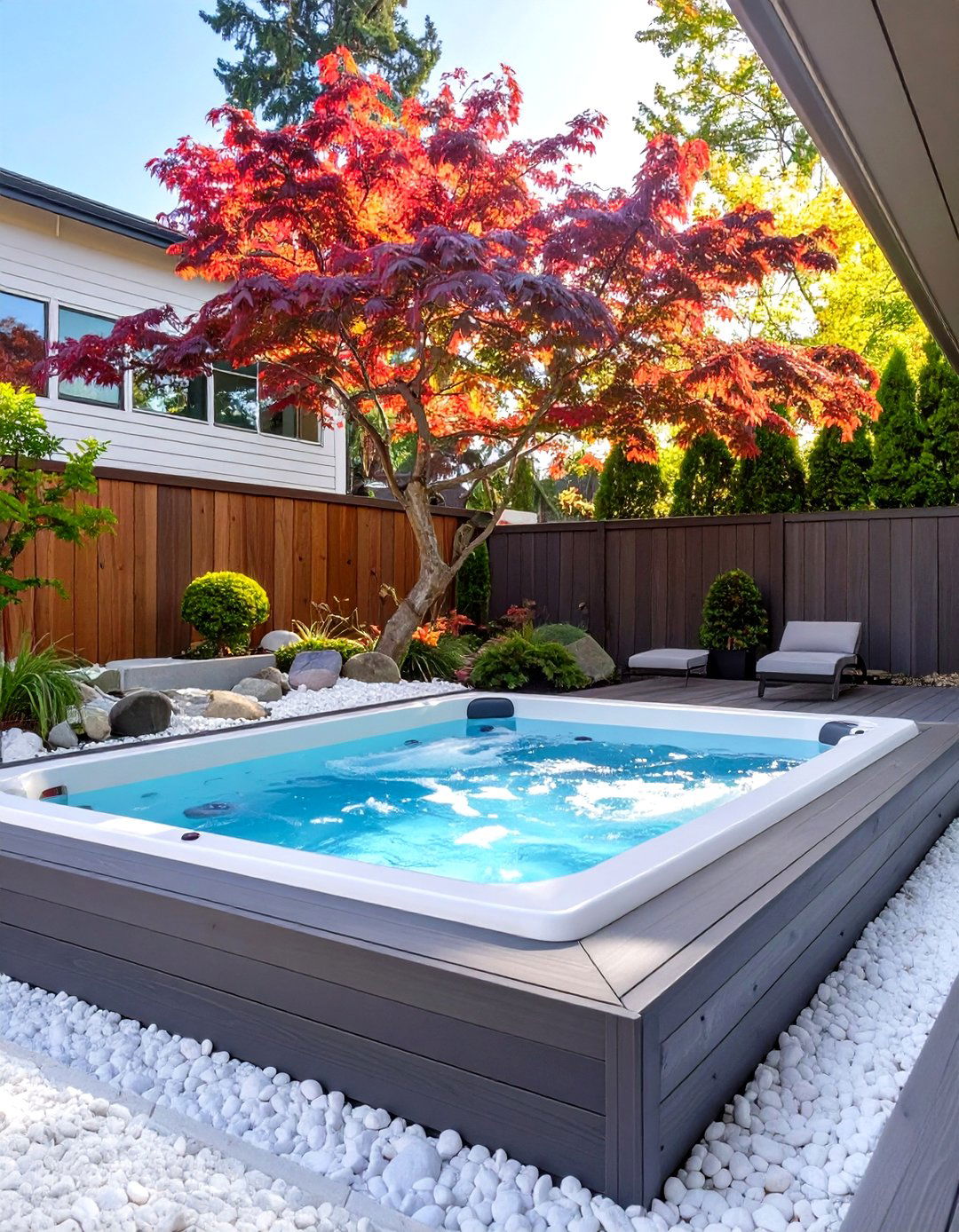 The Zen Garden Swim Spa Deck - 30 backyard swim spa deck ideas