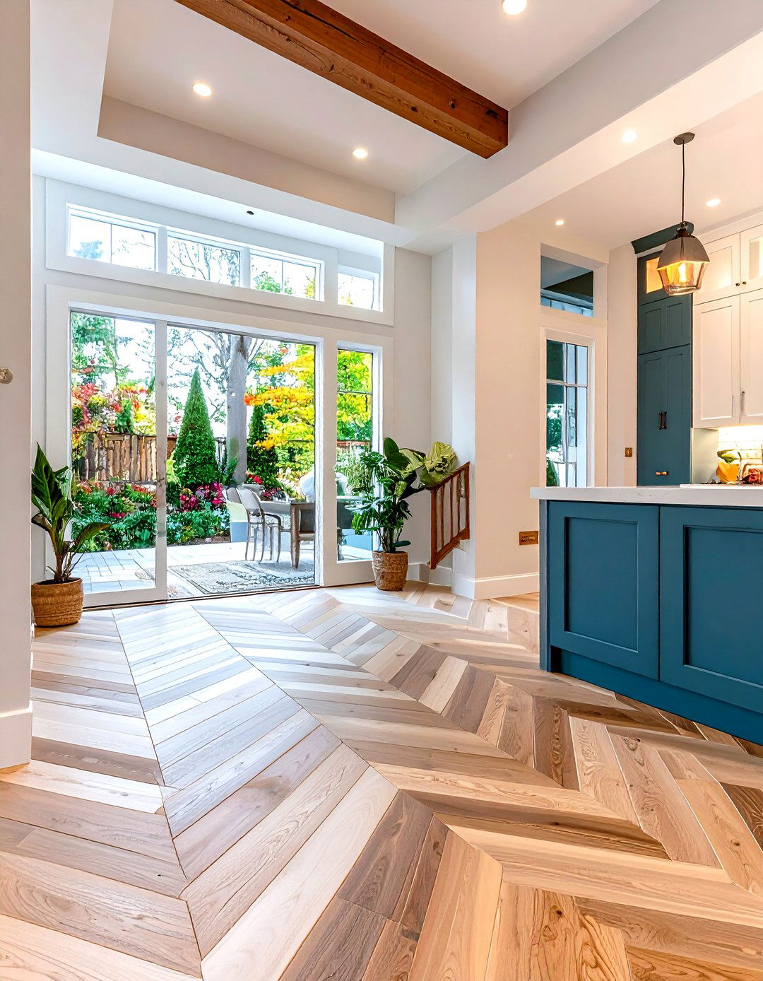 The Zig Zag Chevron Line - 30 kitchen tile to wood floor transition ideas