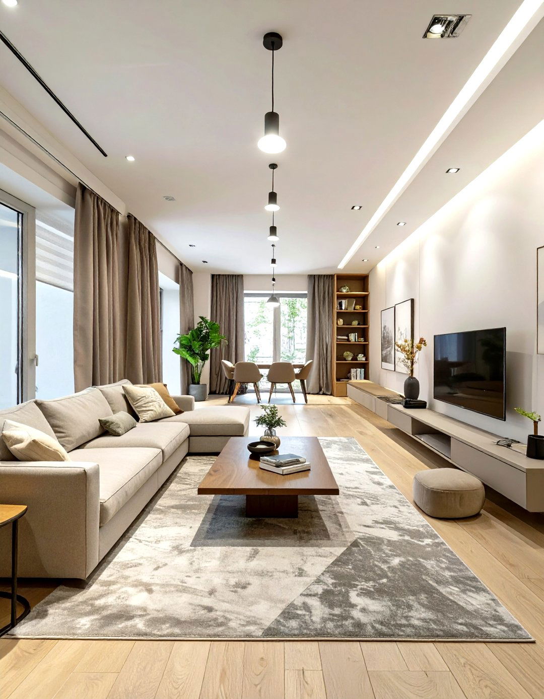 The Zoned Approach Long Living Room - 30 long living room ideas