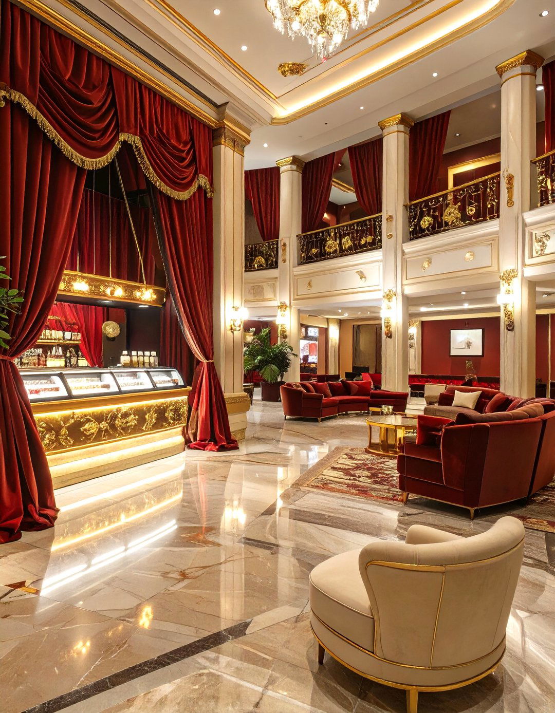 Theatrical Cinema Lobby and Concession - 30 commercial interior design ideas