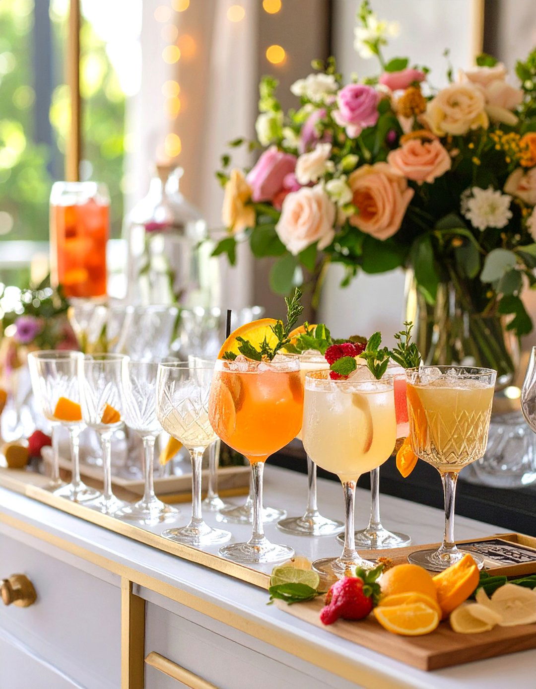 Themed Cocktail and Mocktail Station - 30 wedding shower decor ideas