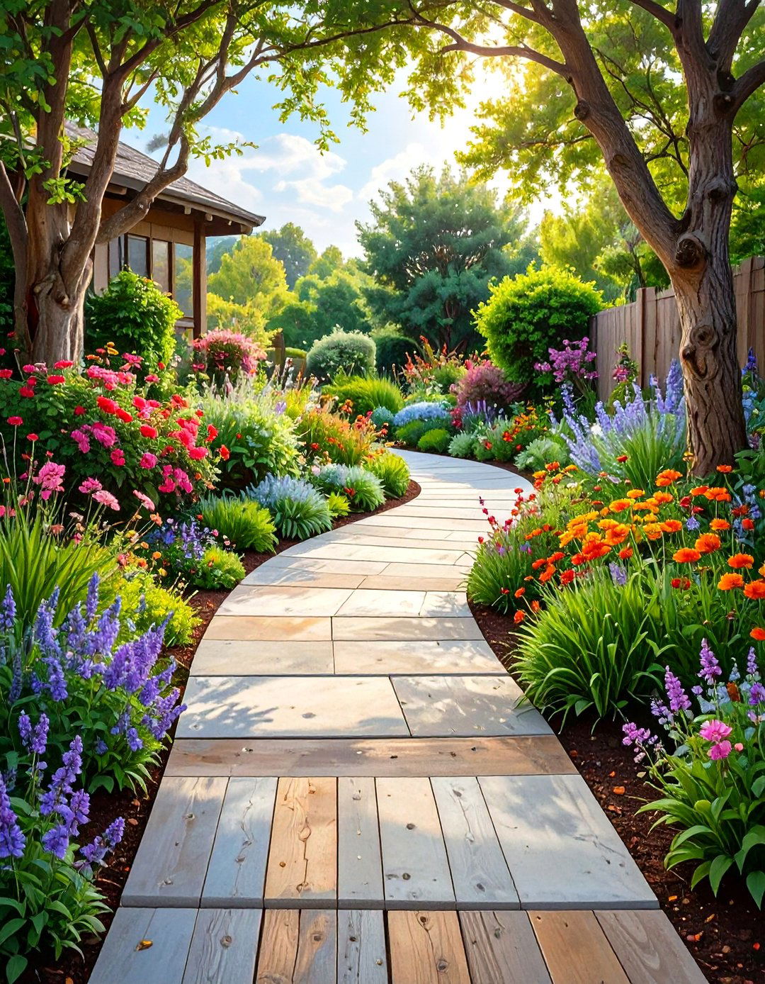 Themed Concrete Stamp Path - 30 modern garden path ideas