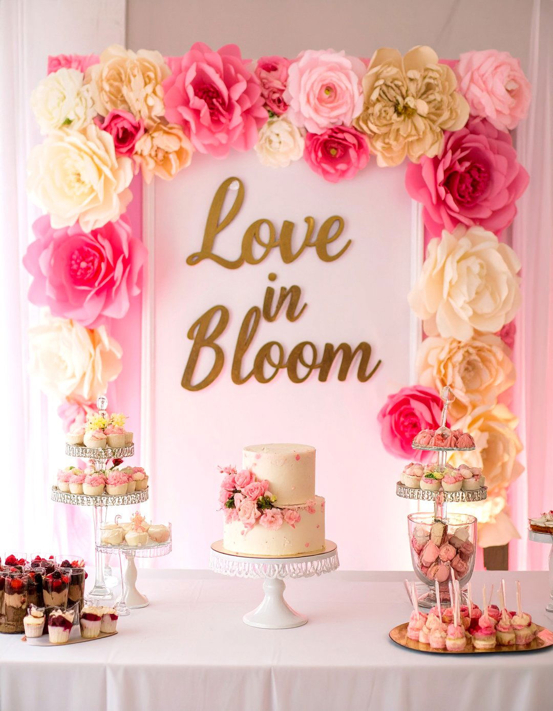 Themed Dessert Table Backdrop - 30 wedding shower decor ideas