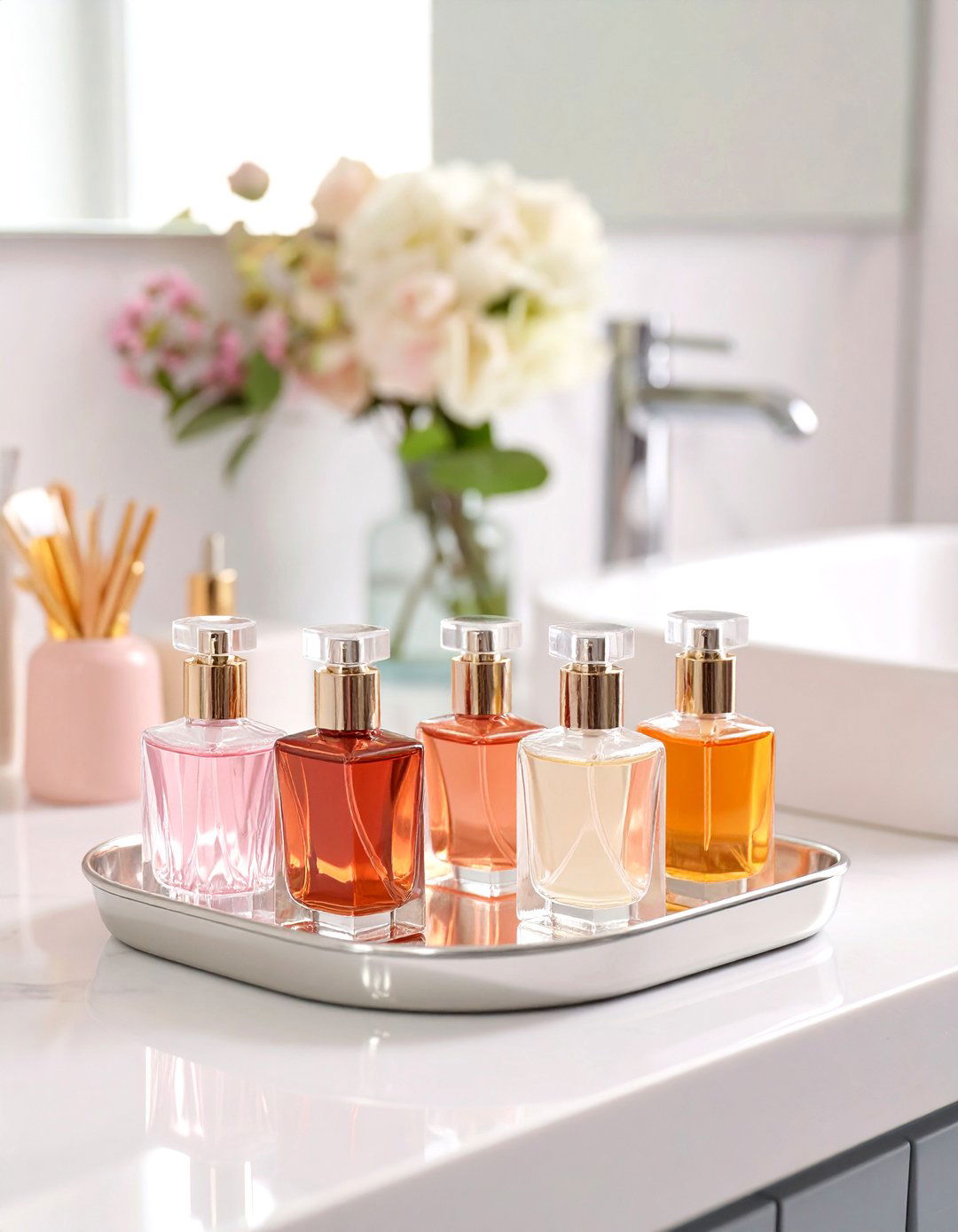 Themed Perfume Display - 30 bathroom counter organization ideas