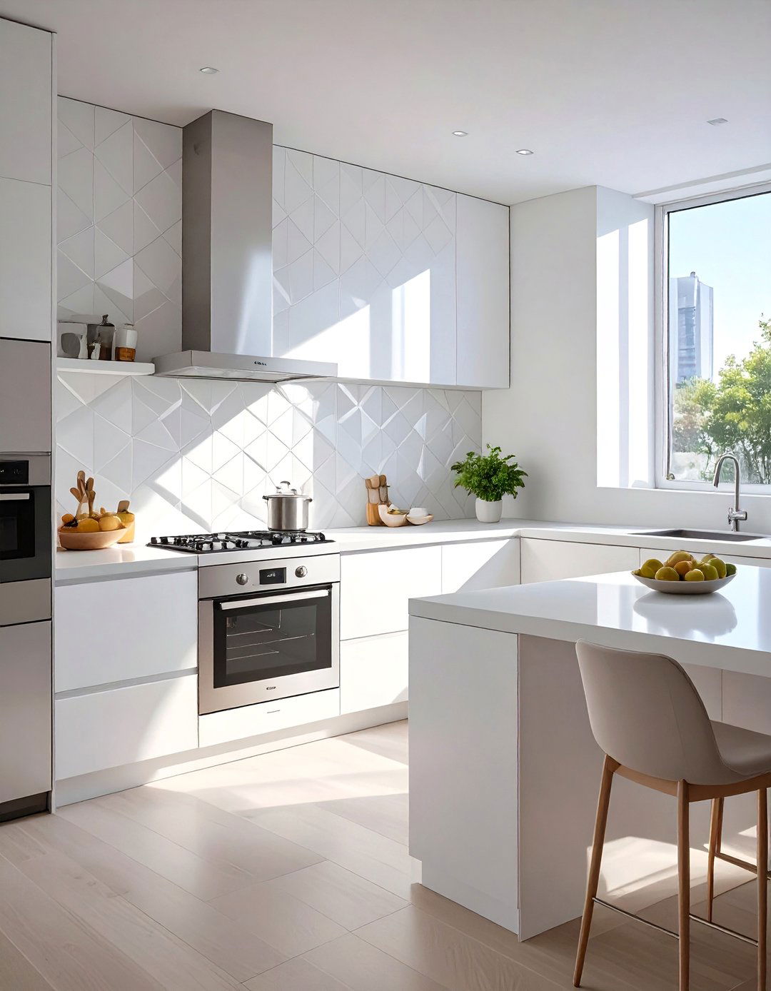 Three Dimensional Diamond Tile Kitchen Backsplash - 30 backsplash ideas for white kitchen