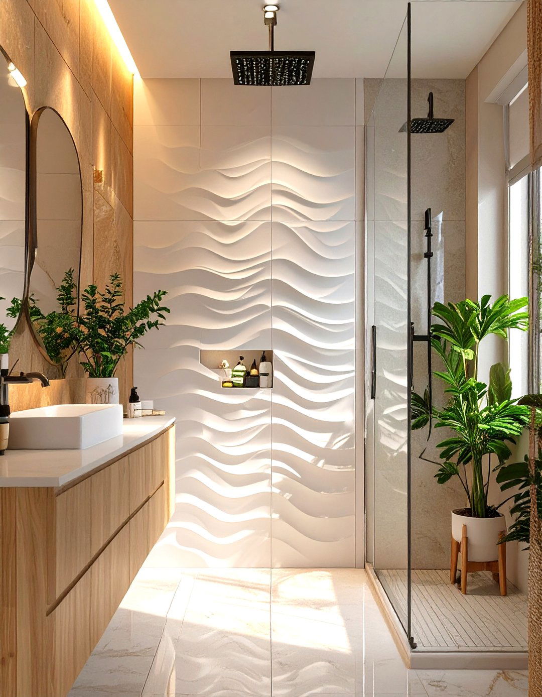 Three Dimensional Shower Tiles - 30 shower bathroom tile ideas