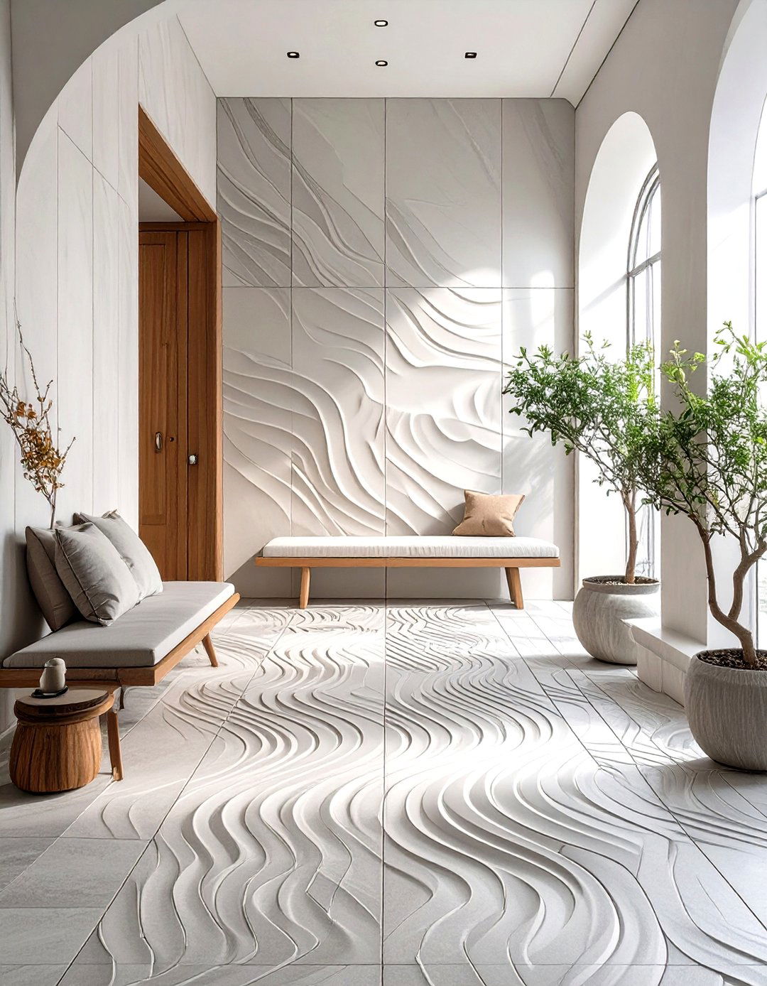 Three Dimensional Textured Tile - 30 modern entryway tile ideas