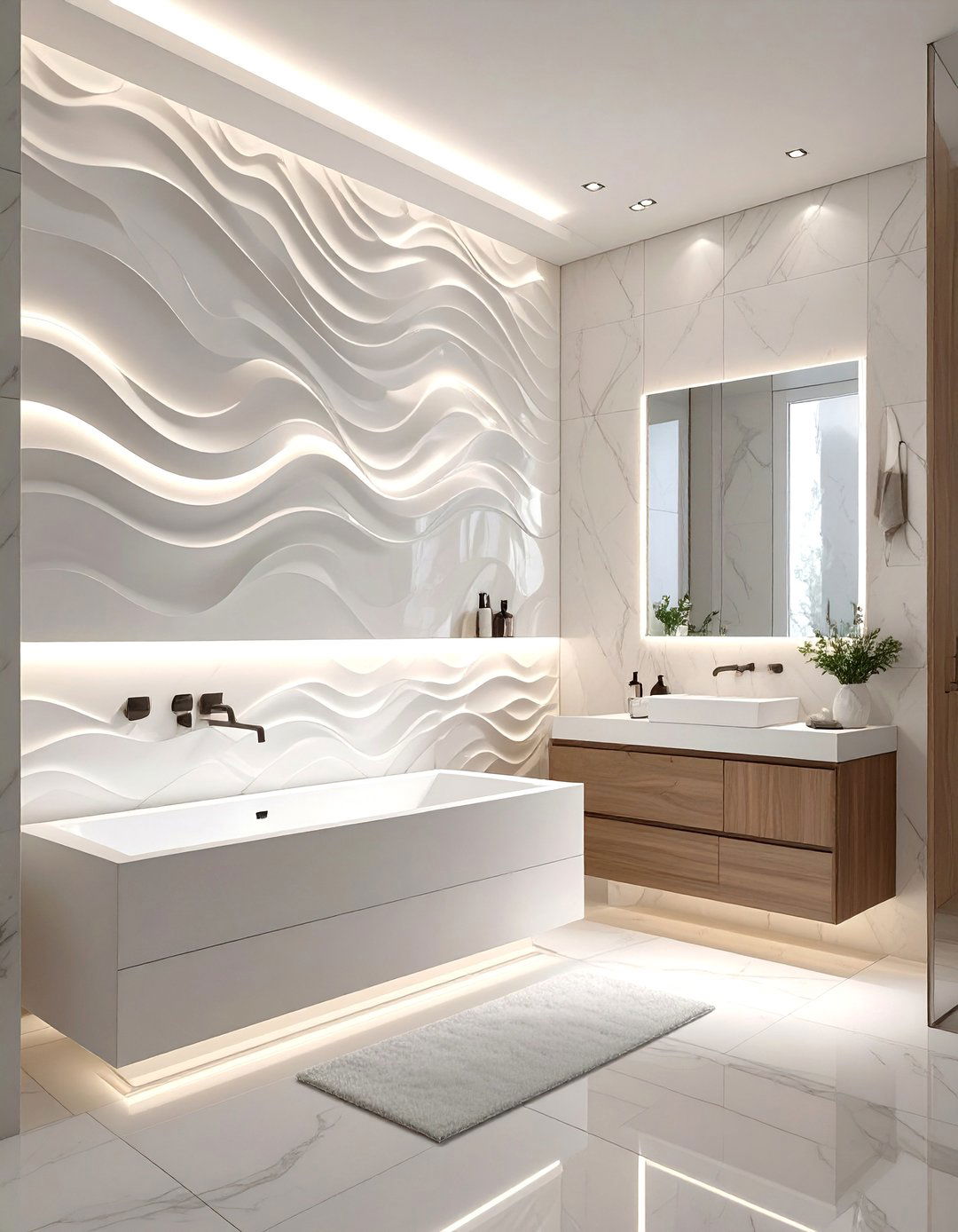 Three Dimensional Tile Bathroom Backsplash - 30 bathroom sink backsplash ideas