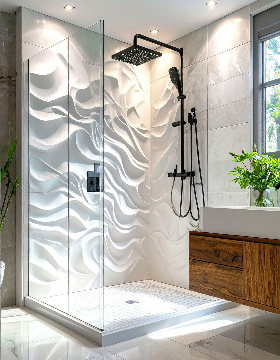 Three Dimensional Tile Shower Surround - 30 shower surround ideas
