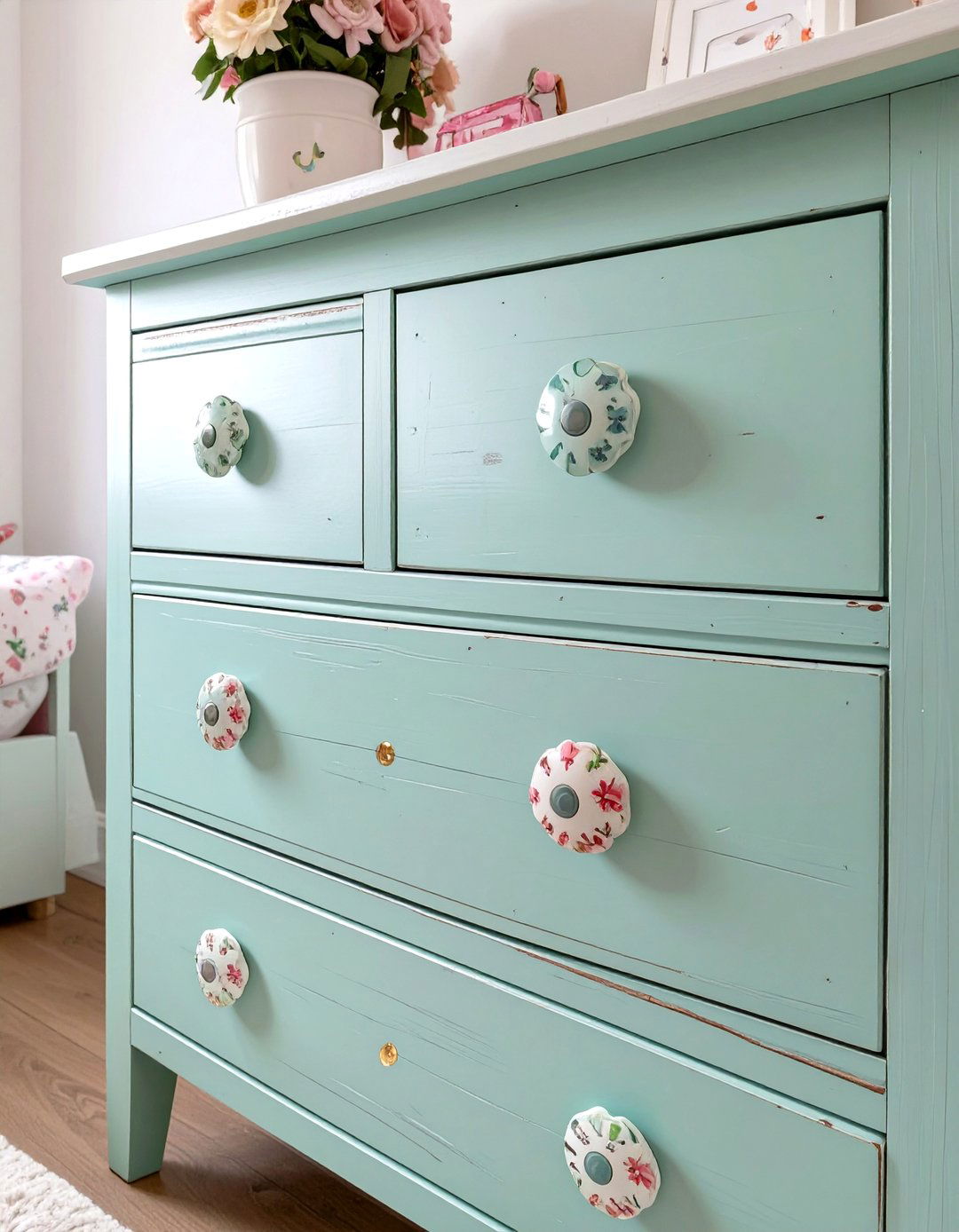 Thrifted and Painted Furniture - 30 toddler girl room ideas on a budget