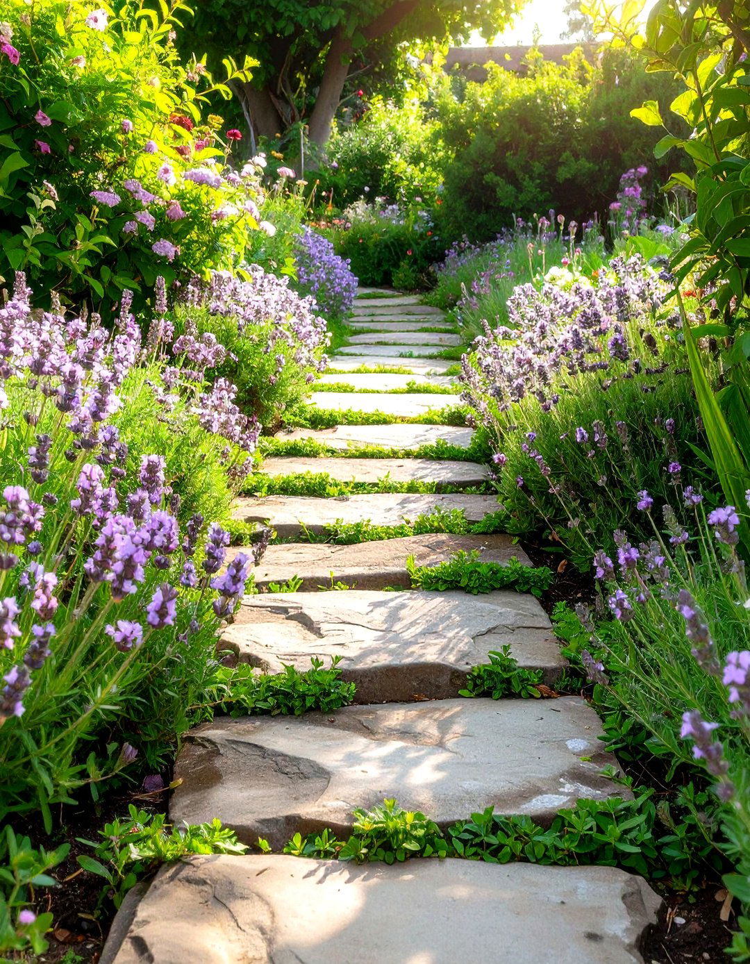 Thyme Lined Crevice Garden Path - 30 unique garden path ideas