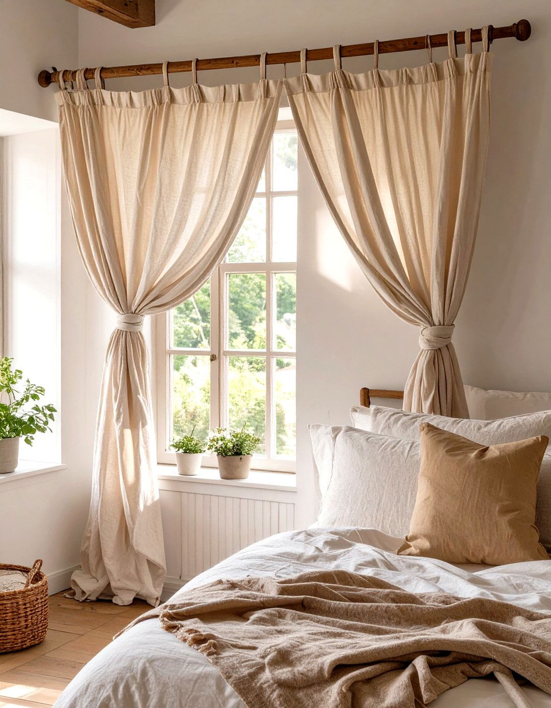 Tie Top Curtains for a Casual Cottage Bedroom - 30 curtains for bedroom ideas