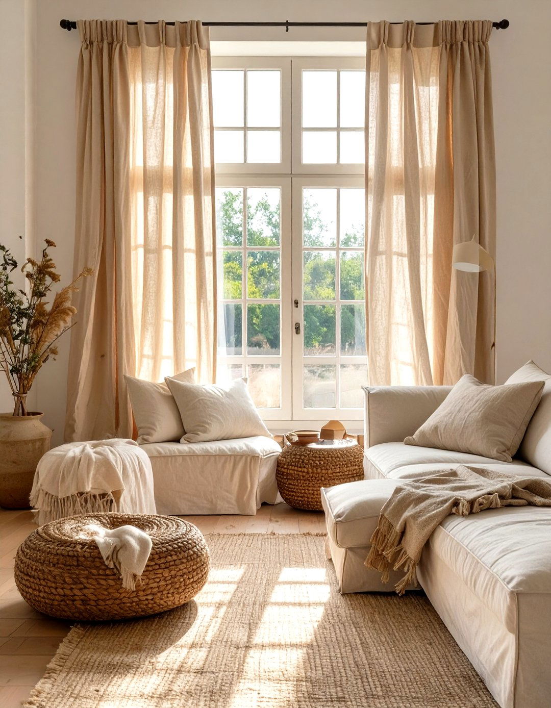 Tie Top Curtains for a Relaxed Farmhouse Vibe - 30 curtains for living room ideas