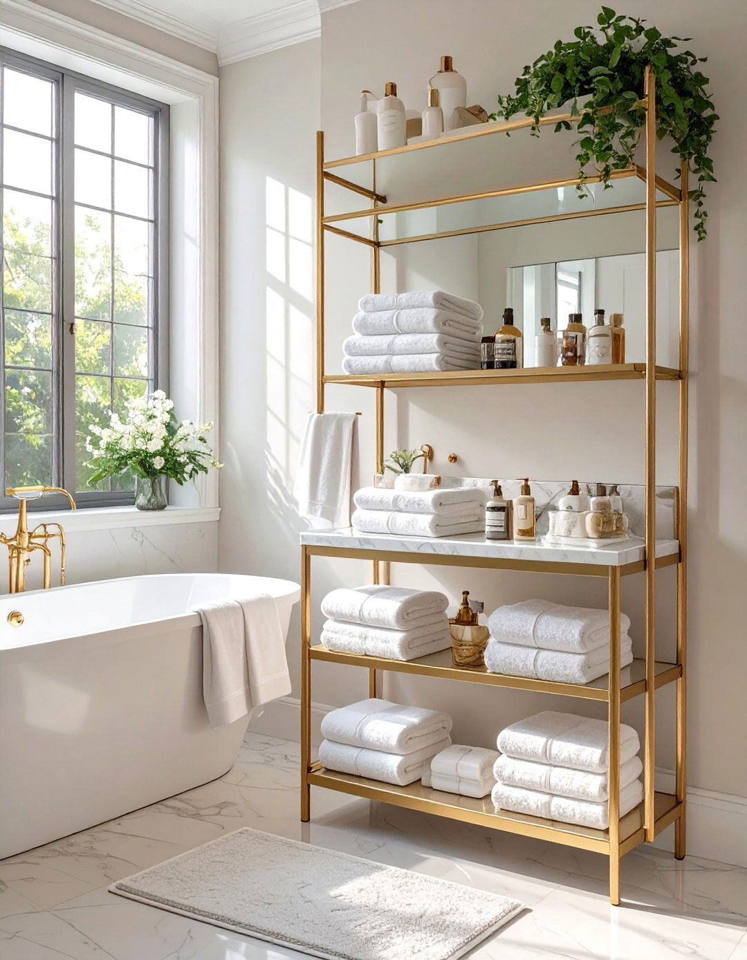 Tiered Bar Cart - 30 bathroom towel hanging ideas