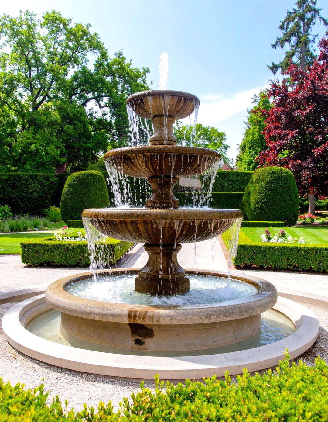 Tiered Concrete Outdoor Fountain - 30 outdoor fountain ideas