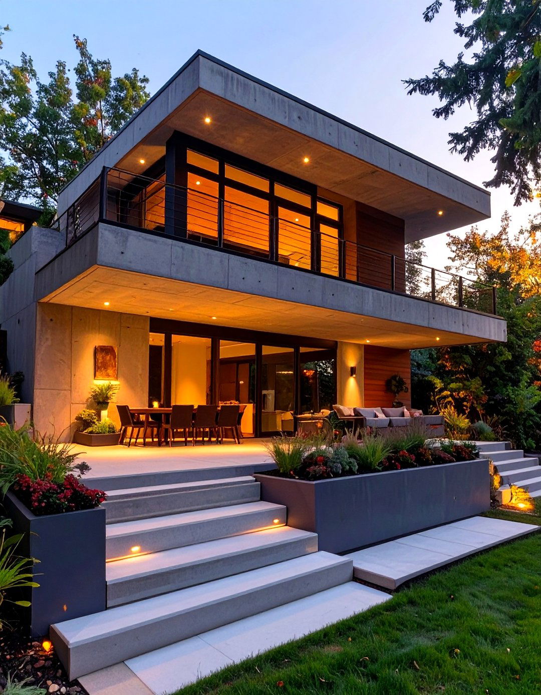 Tiered Concrete Porch for Sloped Yards - 30 concrete porch ideas