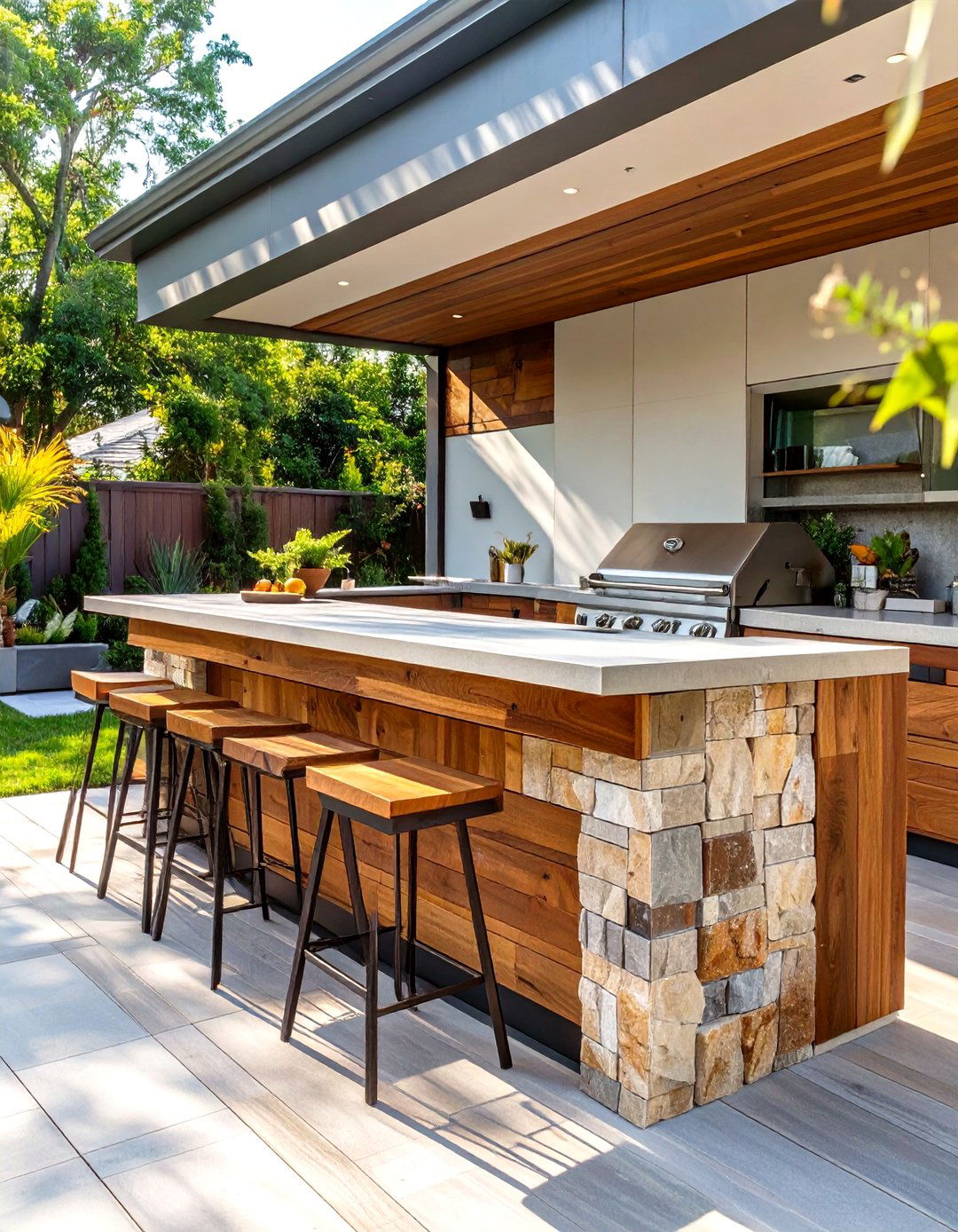 Tiered Countertop BBQ Island for Prep and Serving - 30 outdoor bbq ideas