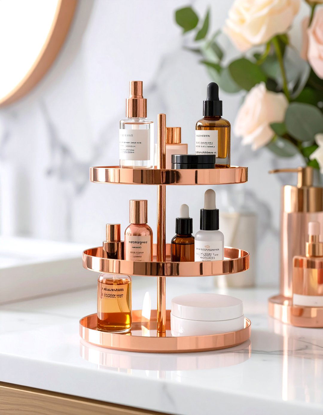 Tiered Countertop Organizers - 30 vanity organization ideas