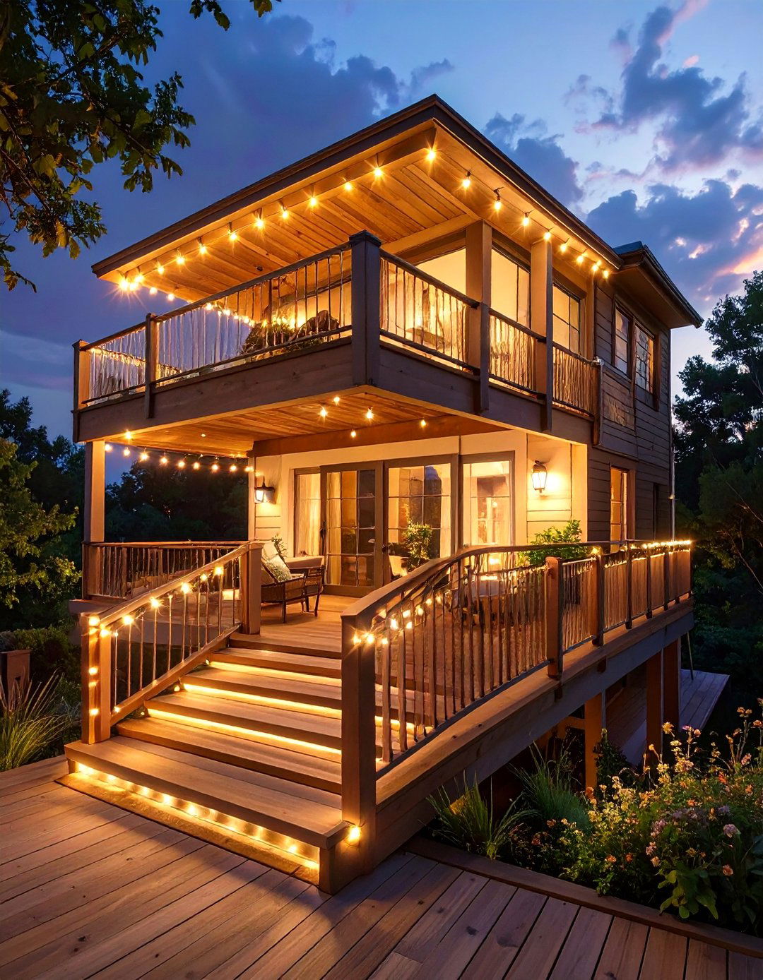 Tiered Deck Definition - 30 backyard string light ideas