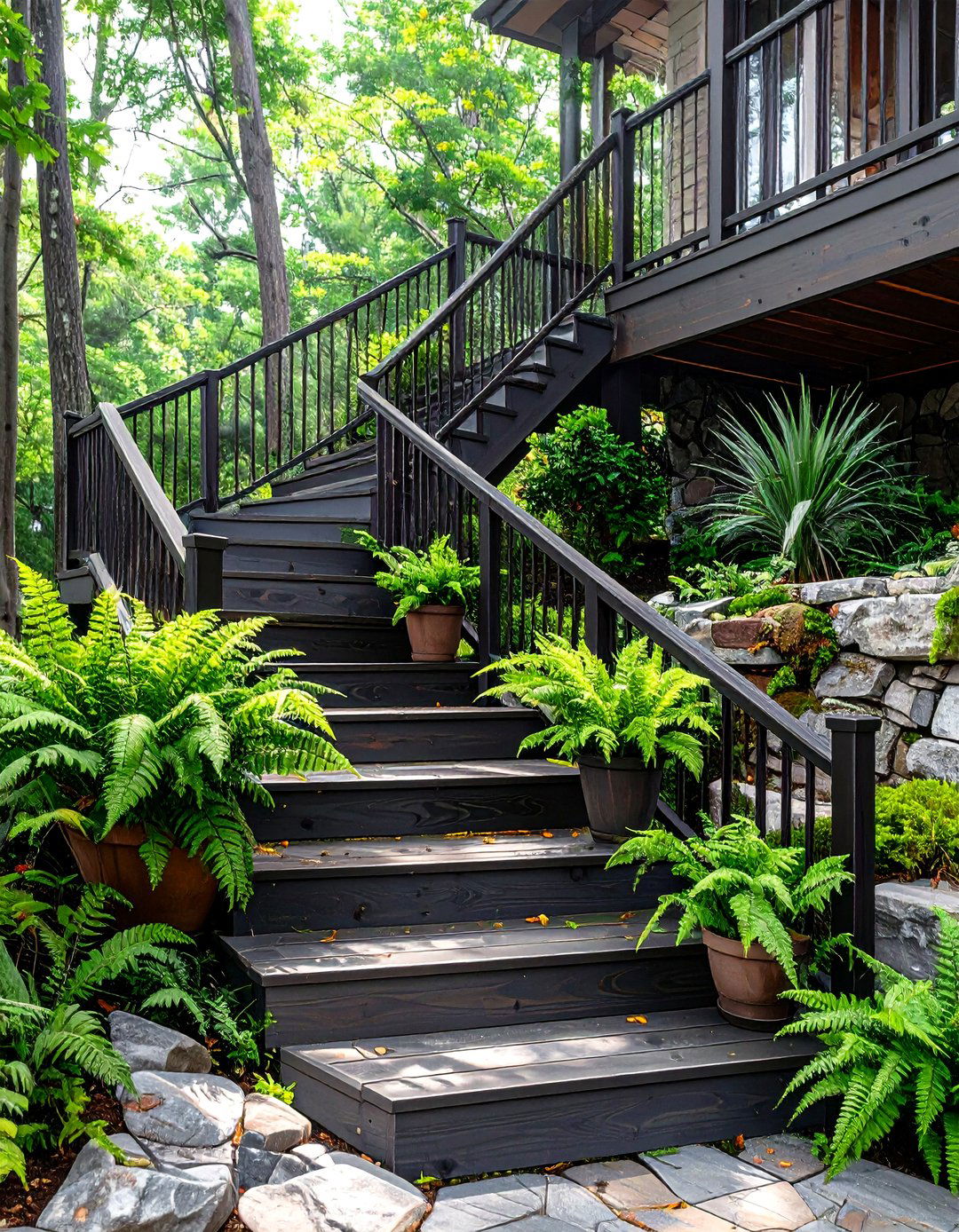 Tiered Deck Stair Landings - 30 deck stair ideas