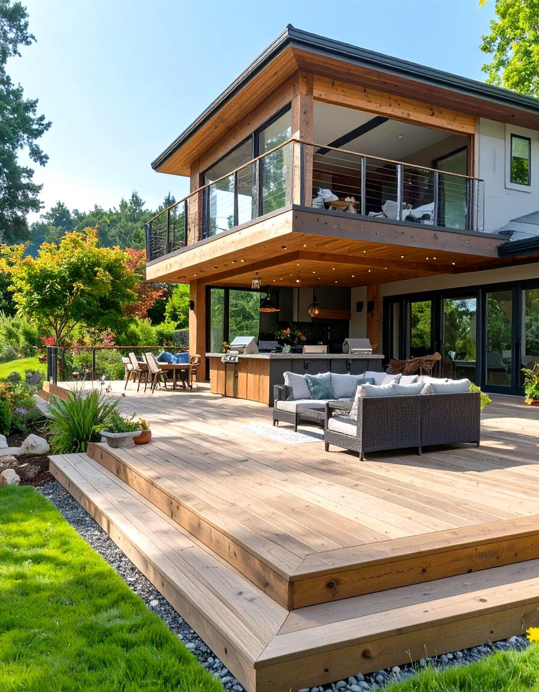 Tiered Deck with a Dedicated Outdoor Grill Area - 30 outdoor grill ideas