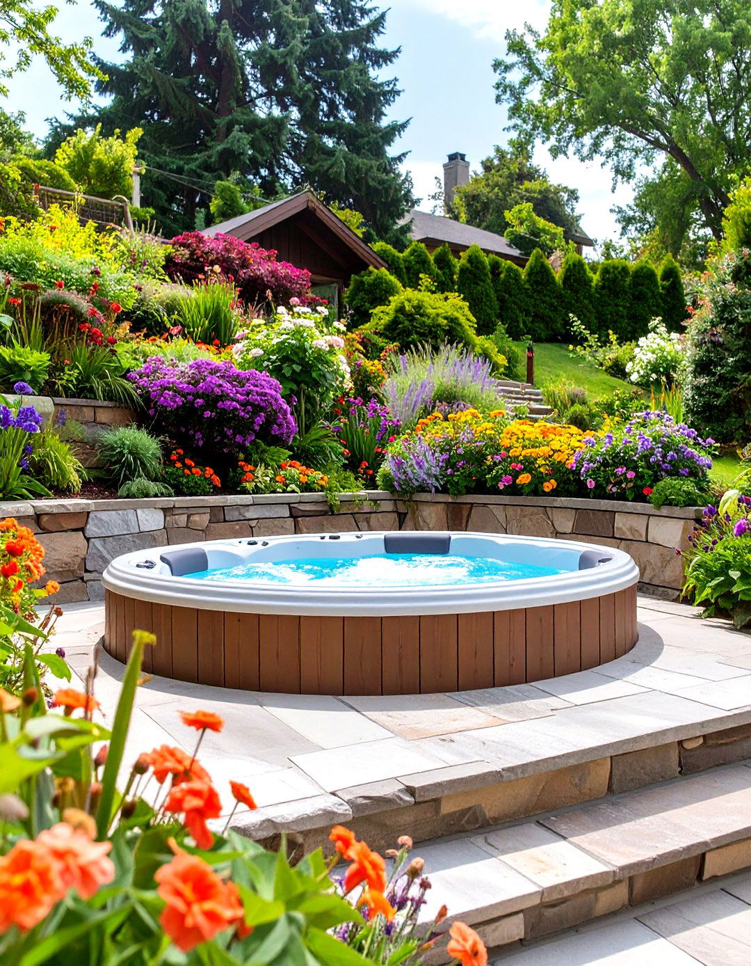 Tiered Garden Outdoor Hot Tub - 30 outdoor hot tub ideas