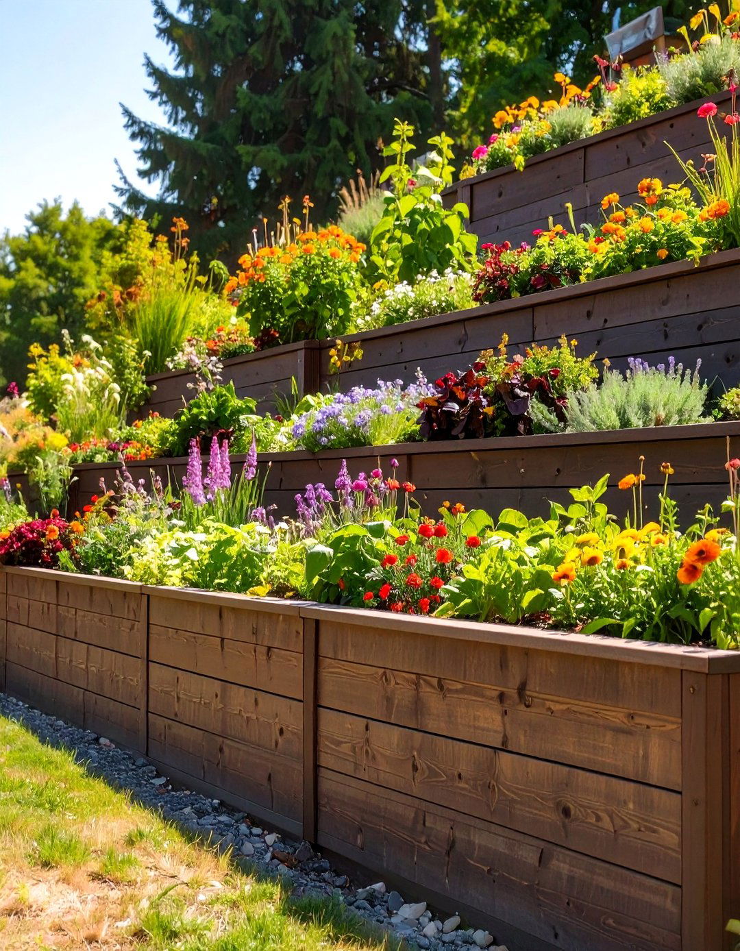 Tiered Garden Retaining Walls - 30 backyard retaining wall ideas