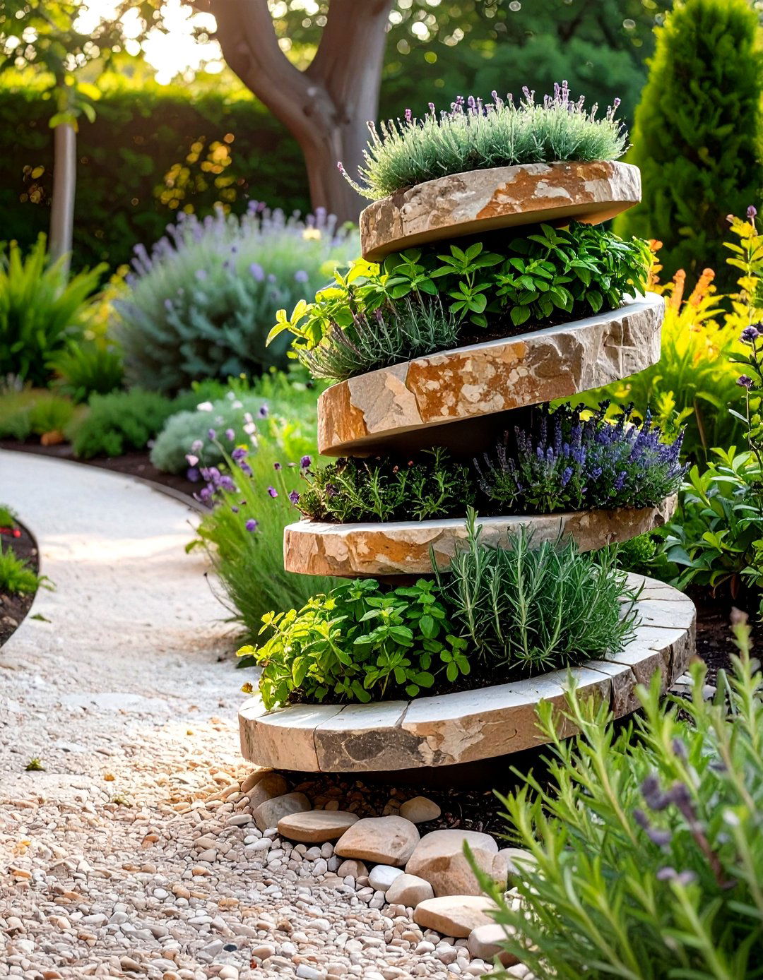 Tiered Herb Spiral Corner - 30 corner landscaping ideas