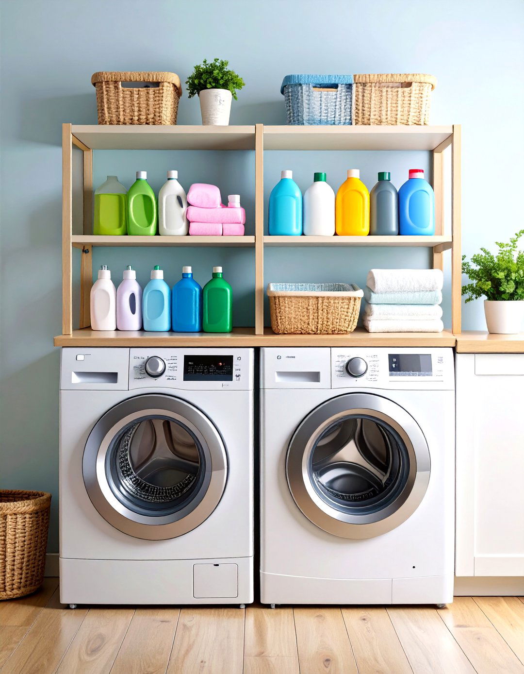 Tiered Laundry Room Shelves Over the Washer - 30 laundry room shelves ideas