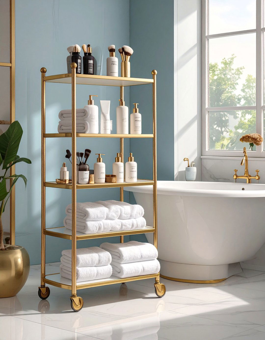 Tiered Metal Bathroom Cart - 30 bathroom shelf ideas