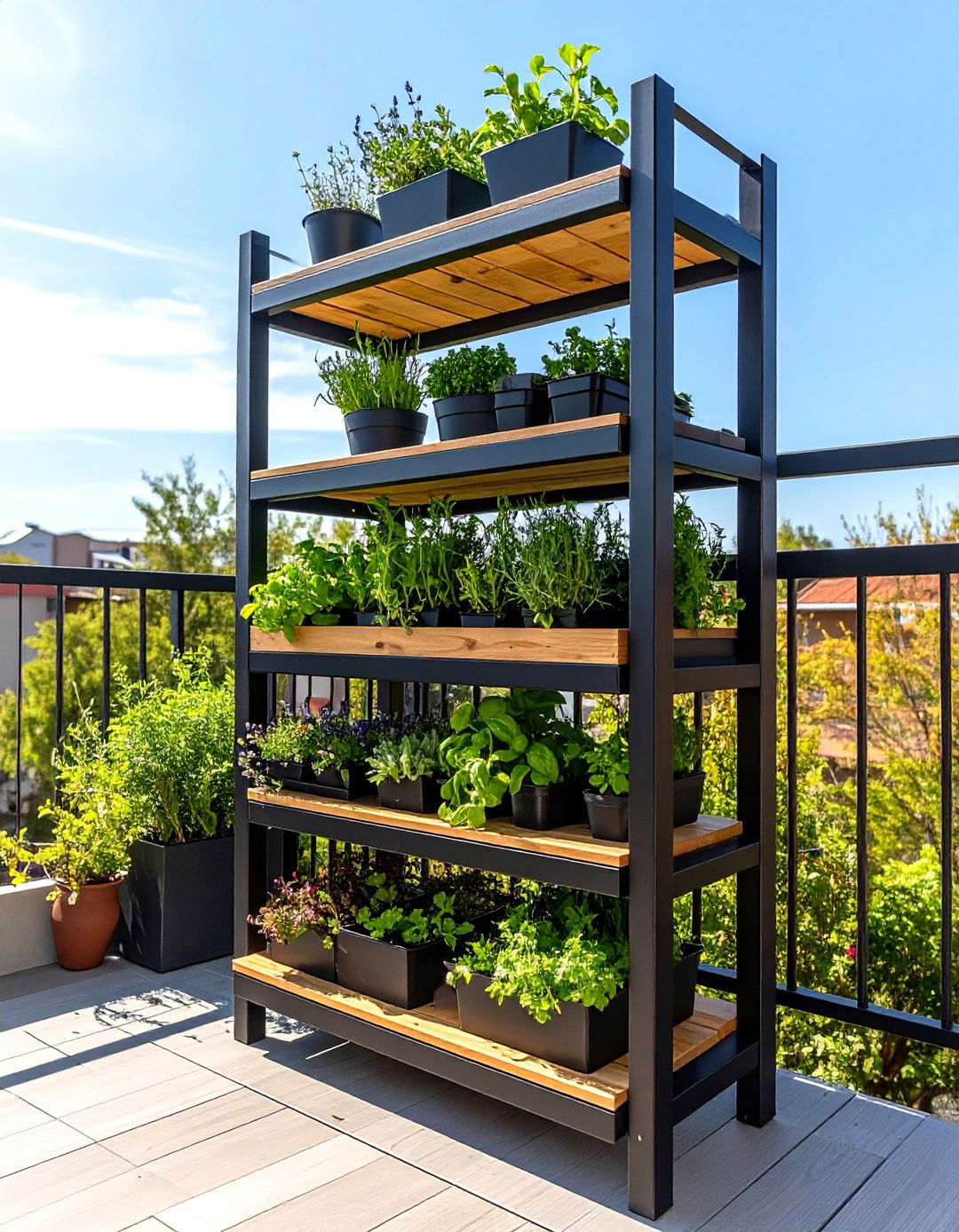 Tiered Outdoor Shelving Unit - 30 outdoor storage ideas
