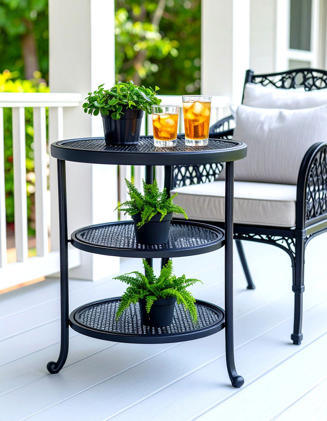 Tiered Plant Stand as a Side Table - 30 porch furniture ideas