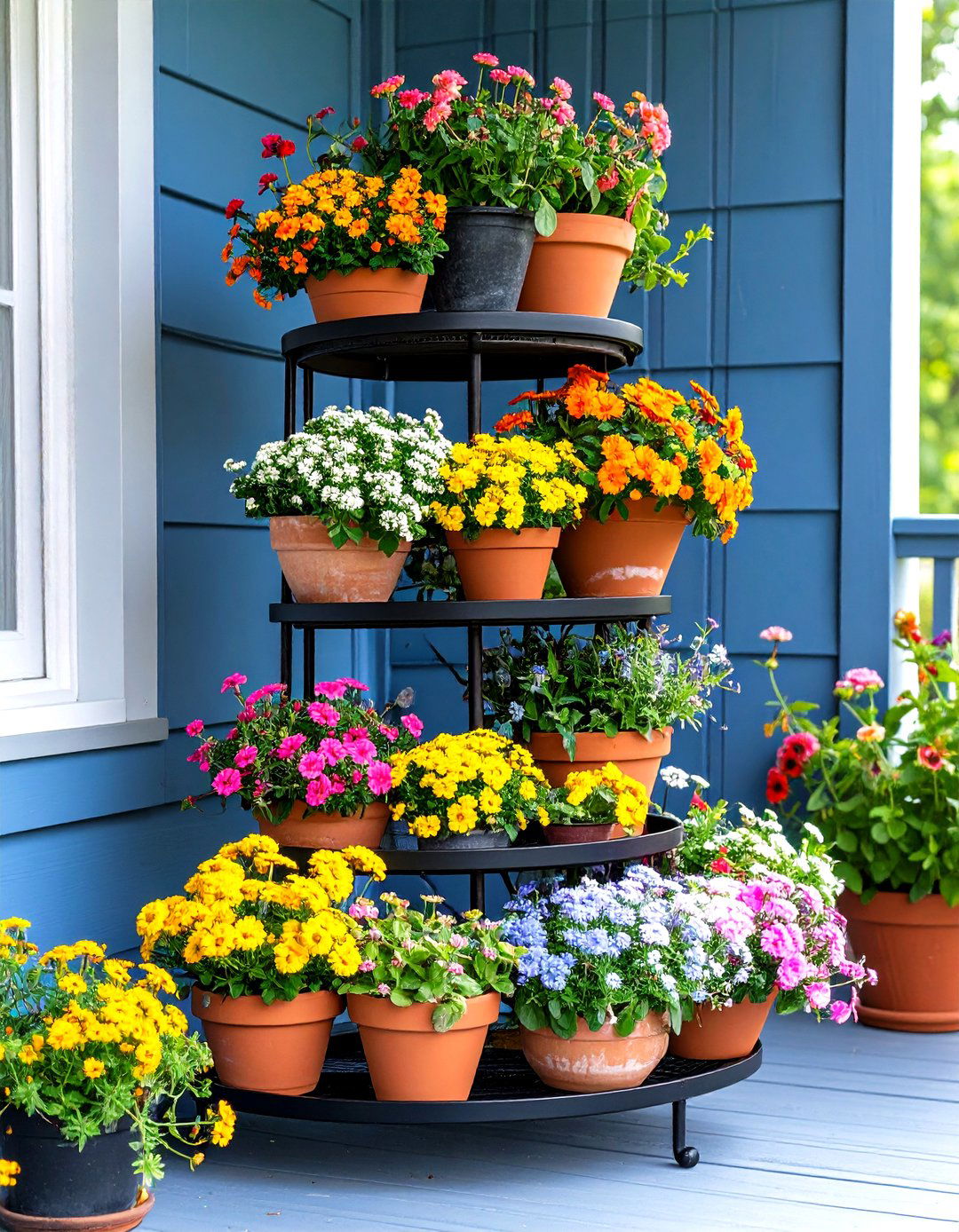 Tiered Plant Stand for Vertical Greenery - 30 porch decor ideas