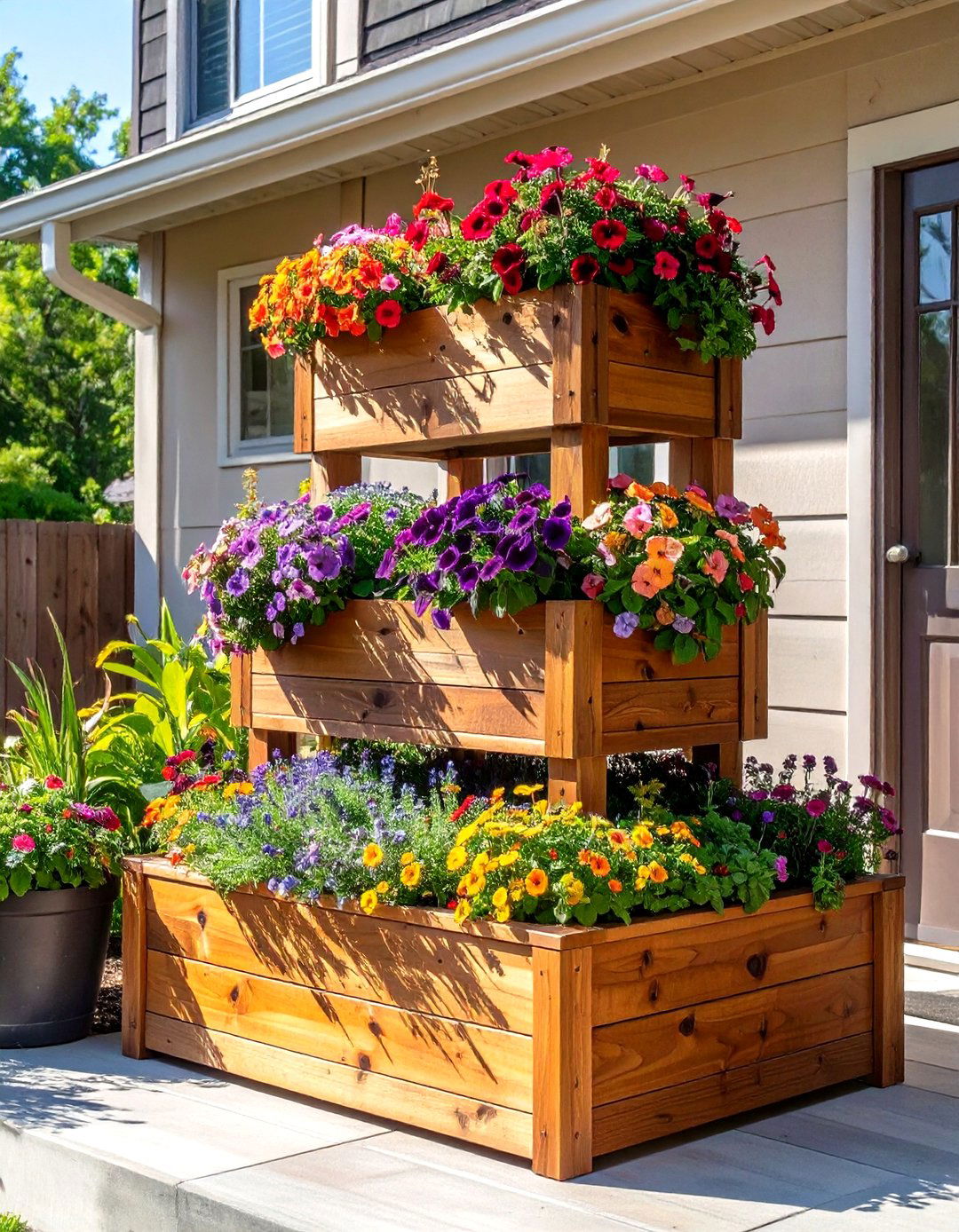 Tiered Planter Boxes to Maximize Planting Space - 30 small backyard landscaping ideas