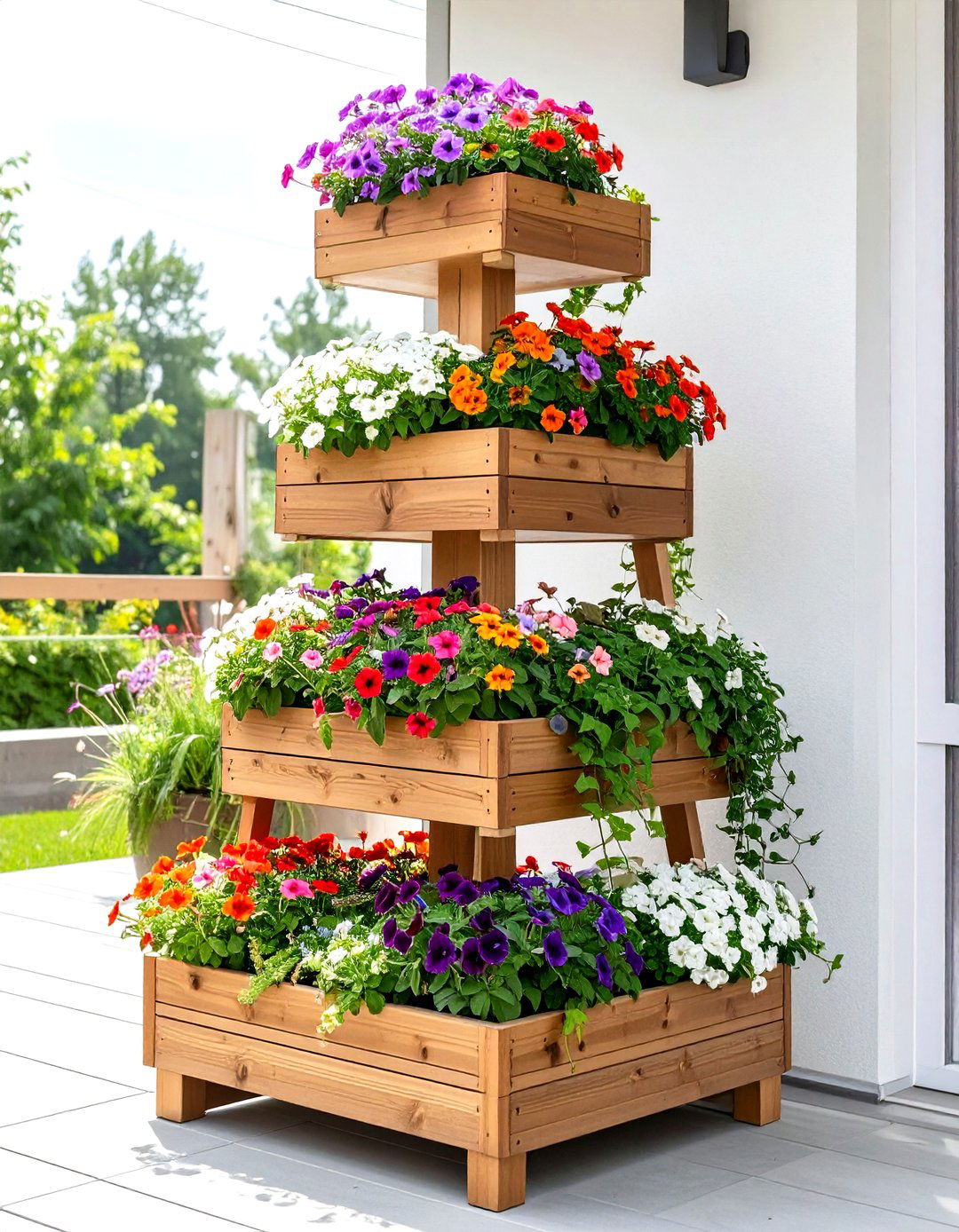 Tiered Planter and Flower Display - 30 outdoor living ideas