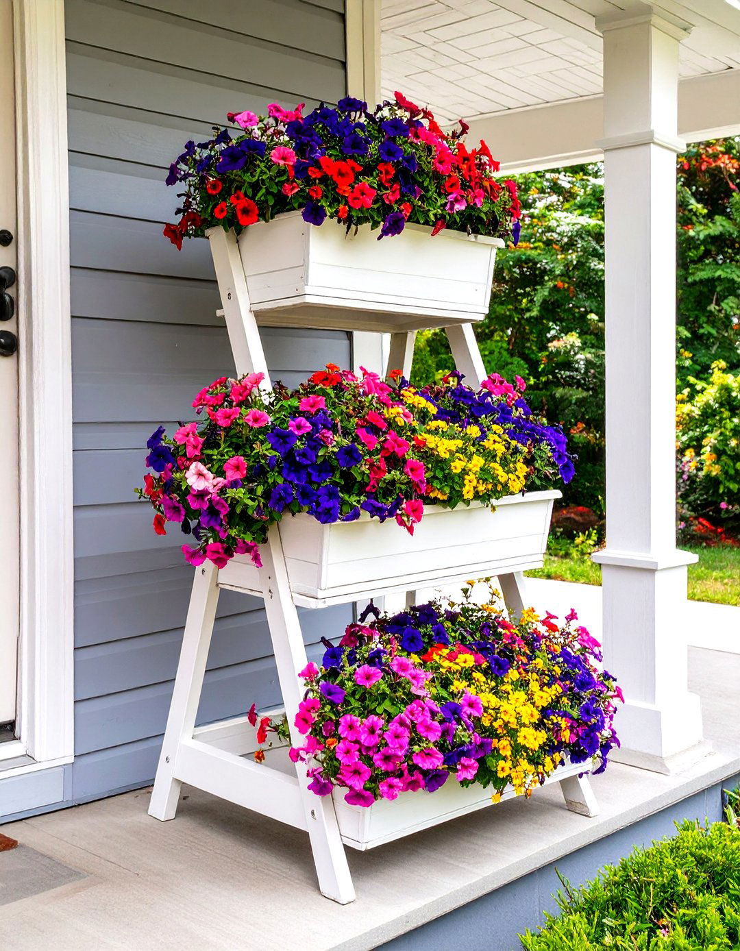 Tiered Planters for a Small Front Porch - 30 small front porch landscaping ideas