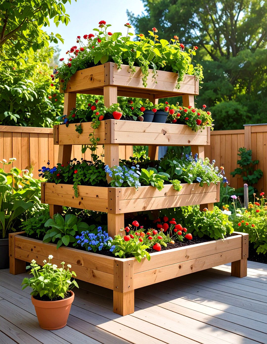 Tiered Raised Garden for Cascading Plants - 30 raised garden ideas